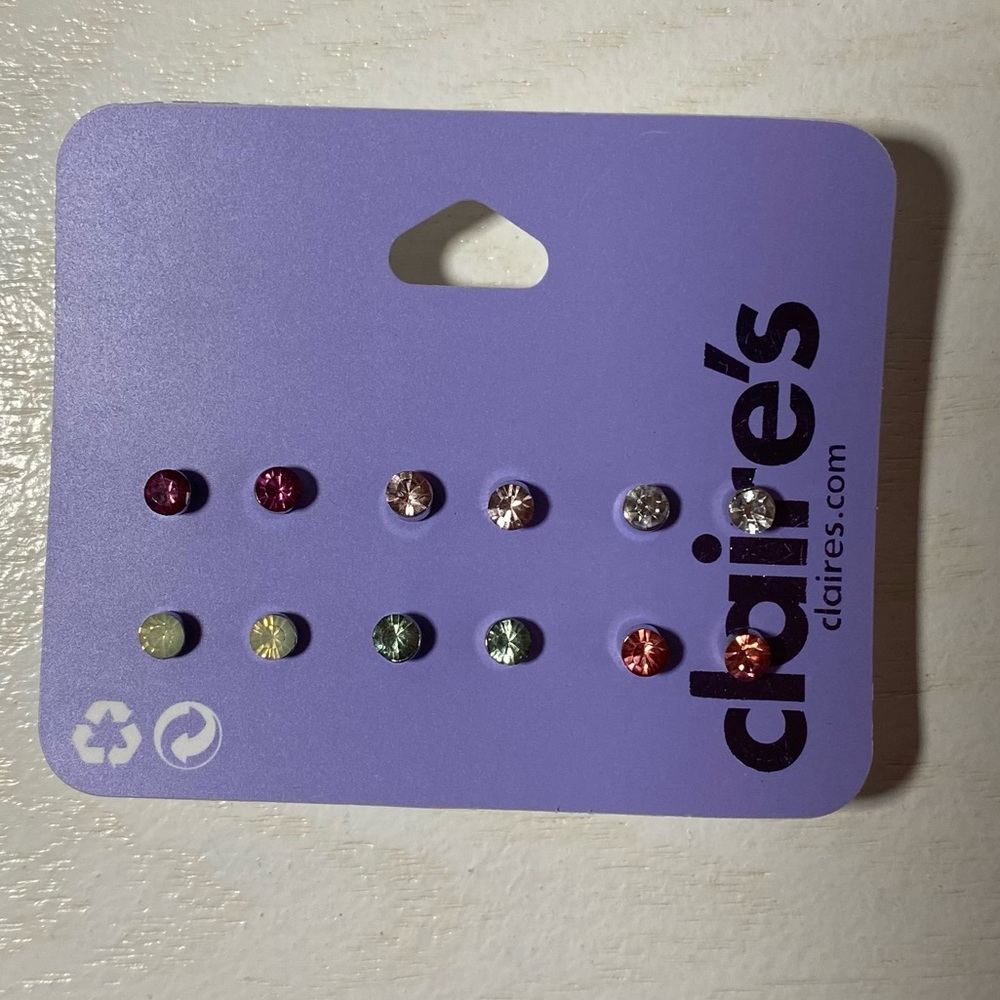 Claire’s Earring: 6 pack of stud earrings in multi colors